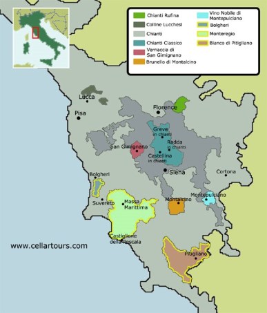 Tuscan wine map