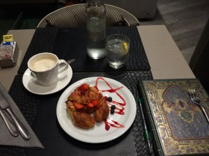 breakfast crescent and cappucino