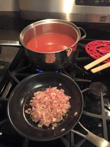 fresh stock with sauteed onions and garlic